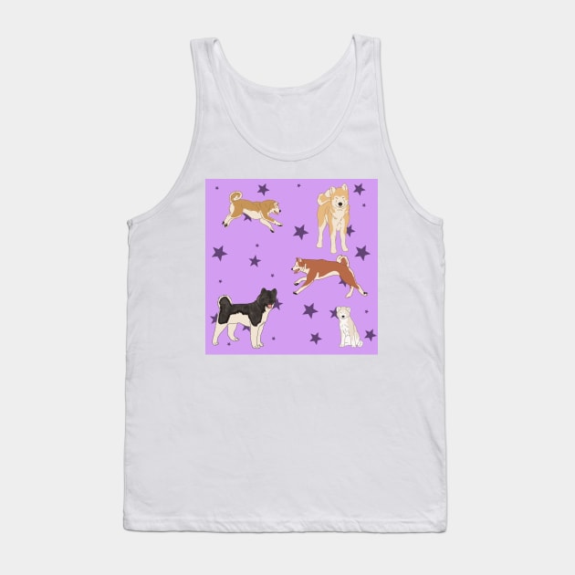 Purple Akitas and Stars Tank Top by TrapperWeasel